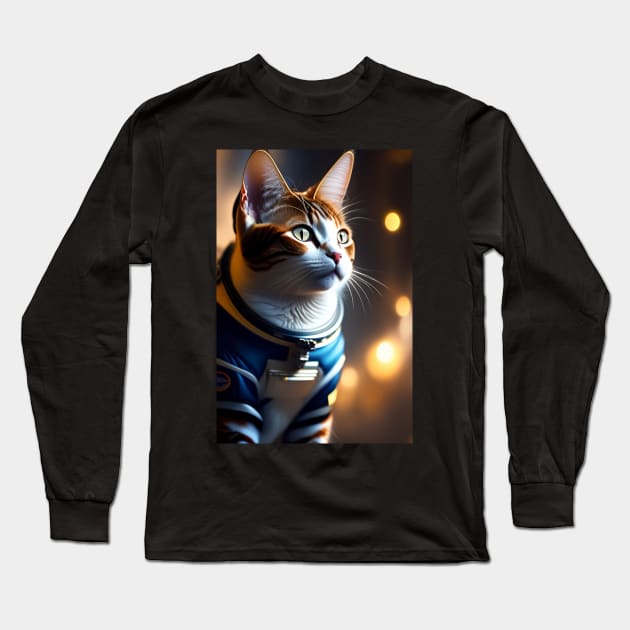 StarStruck Cat in a Spacesuit Long Sleeve T-Shirt by Prints Charming